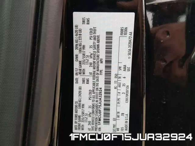 1FMCU0F75JUA32924 фото 2