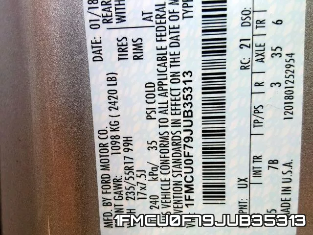 1FMCU0F79JUB35313 фото 2