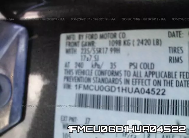 1FMCU0GD1HUA04522 фото 10