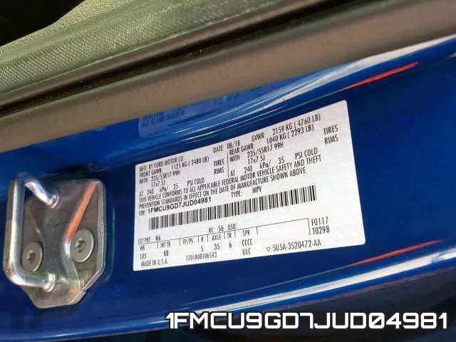 1FMCU9GD7JUD04981 фото 2