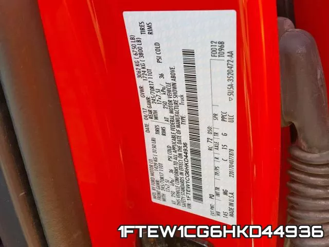 1FTEW1CG6HKD44936 фото 2