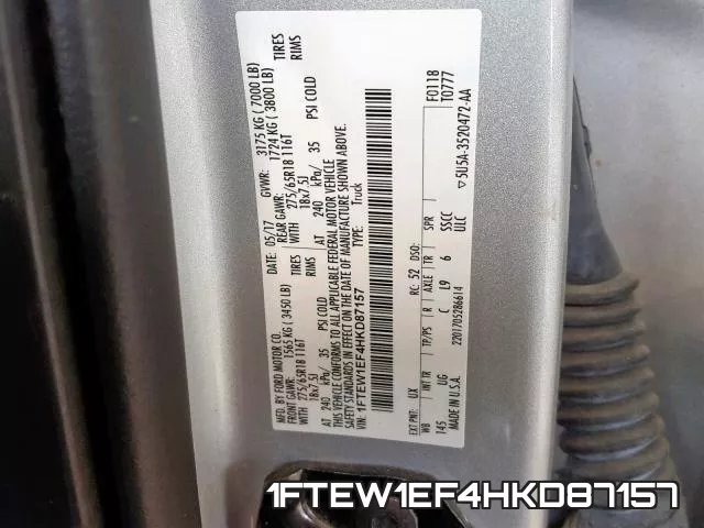 1FTEW1EF4HKD87157 фото 2