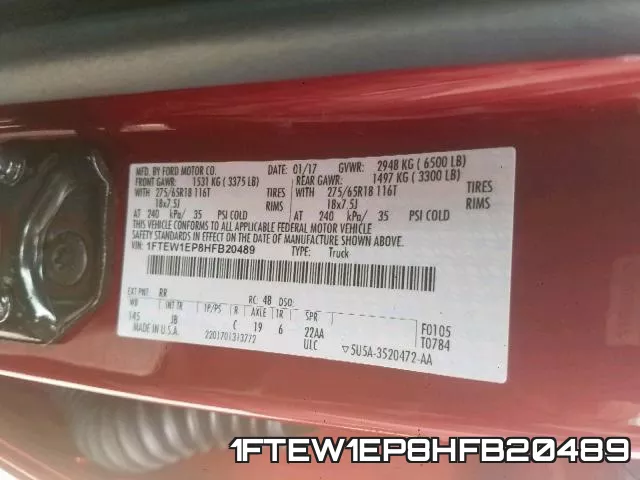 1FTEW1EP8HFB20489 фото 2