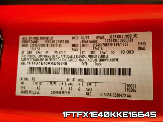 1FTFX1E40KKE16645 фото 2