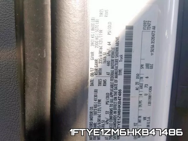 1FTYE1ZM6HKB47486 фото 2