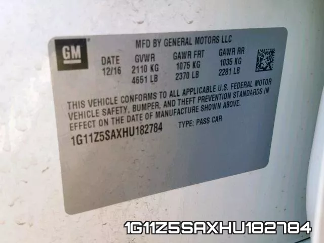 1G11Z5SAXHU182784 фото 2