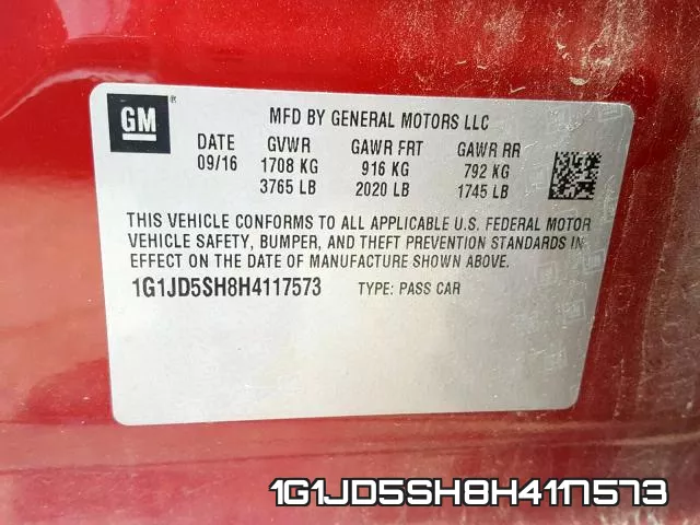 1G1JD5SH8H4117573 фото 2