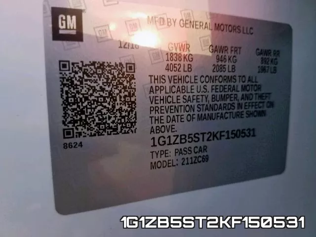 1G1ZB5ST2KF150531 фото 2