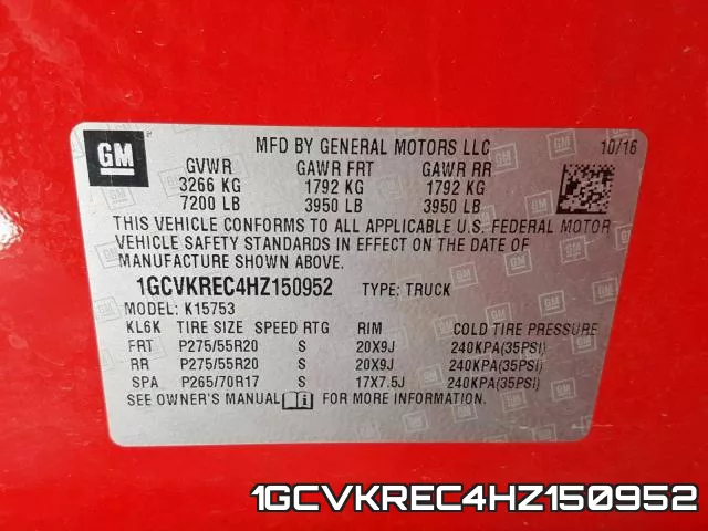 1GCVKREC4HZ150952 фото 2