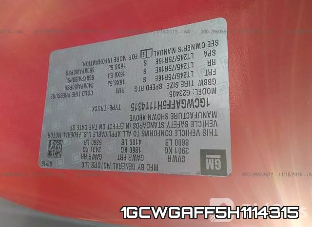 1GCWGAFF5H1114315 фото 10