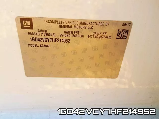 1GD42VCY7HF214952 фото 2