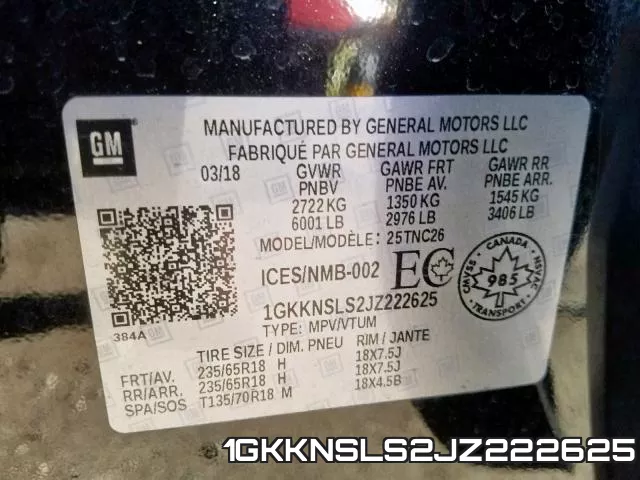 1GKKNSLS2JZ222625 фото 2