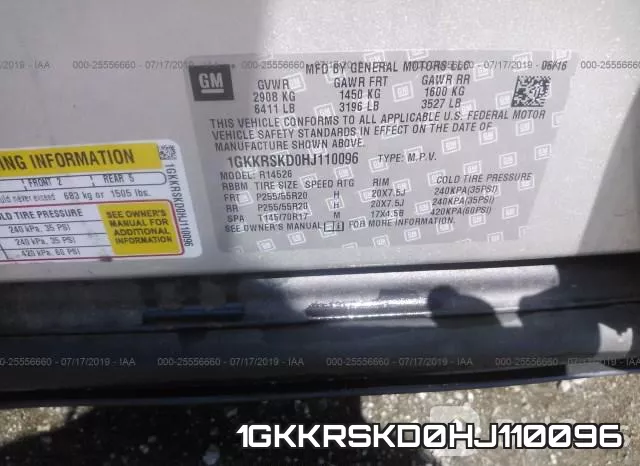 1GKKRSKD0HJ110096 фото 7