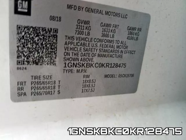 1GNSKBKC0KR128475 фото 2