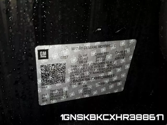 1GNSKBKCXHR388617 фото 2