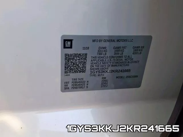 1GYS3KKJ2KR241665 фото 2