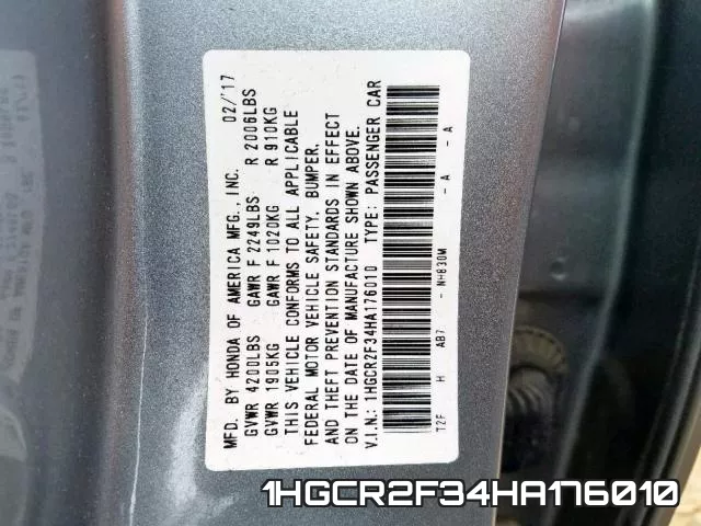 1HGCR2F34HA176010 фото 2