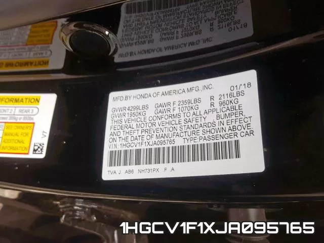 1HGCV1F1XJA095765 фото 2