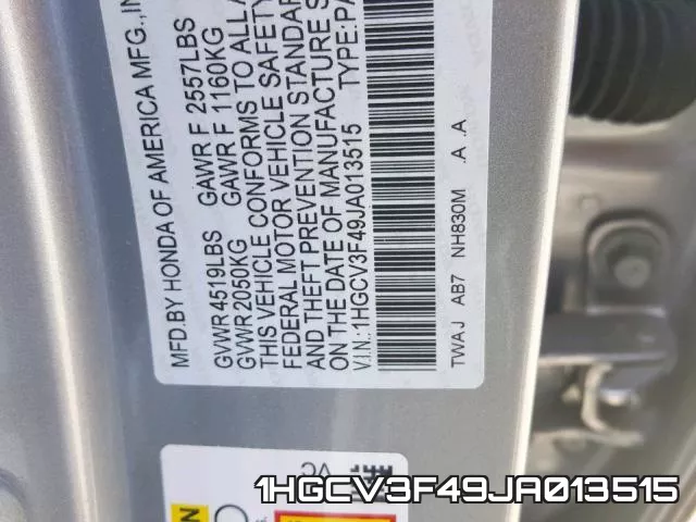 1HGCV3F49JA013515 фото 2