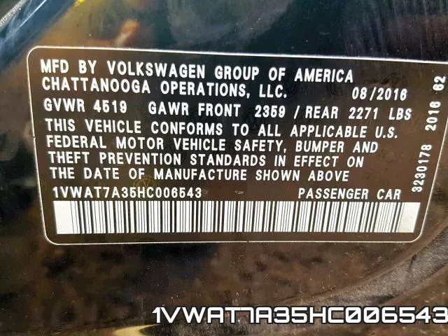 1VWAT7A35HC006543 фото 2