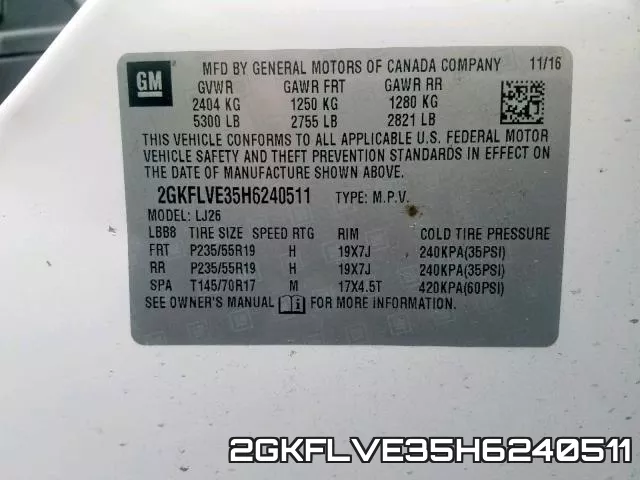 2GKFLVE35H6240511 фото 2