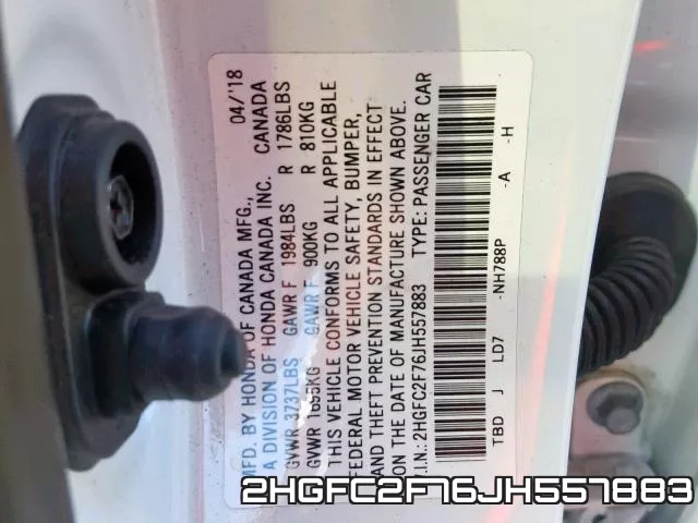 2HGFC2F76JH557883 фото 2