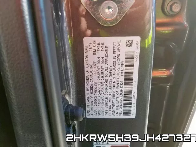 2HKRW5H39JH427327 фото 2