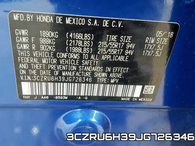 3CZRU6H39JG726346 фото 2