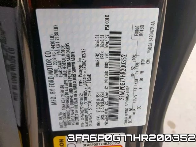 3FA6P0G77HR200352 фото 2