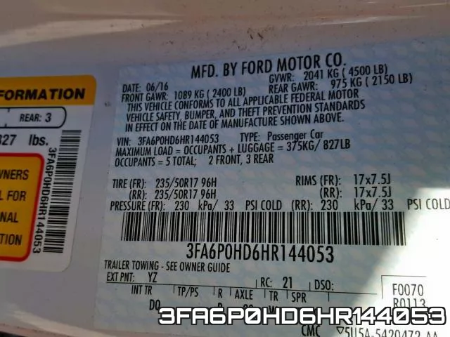 3FA6P0HD6HR144053 фото 2