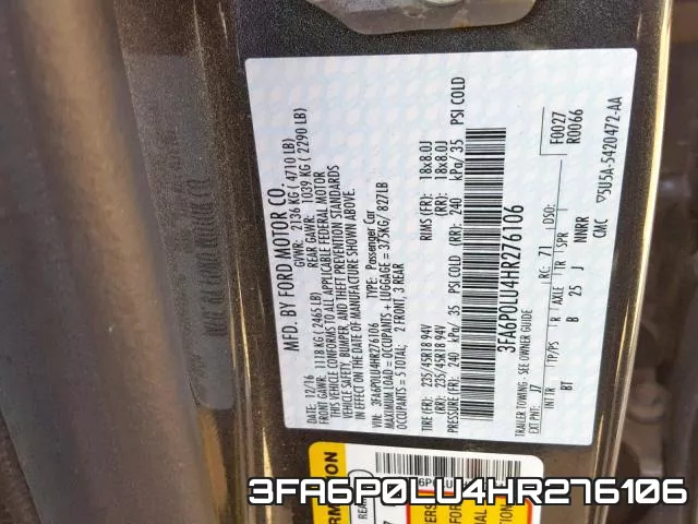 3FA6P0LU4HR276106 фото 2