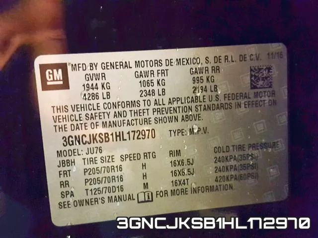 3GNCJKSB1HL172970 фото 2