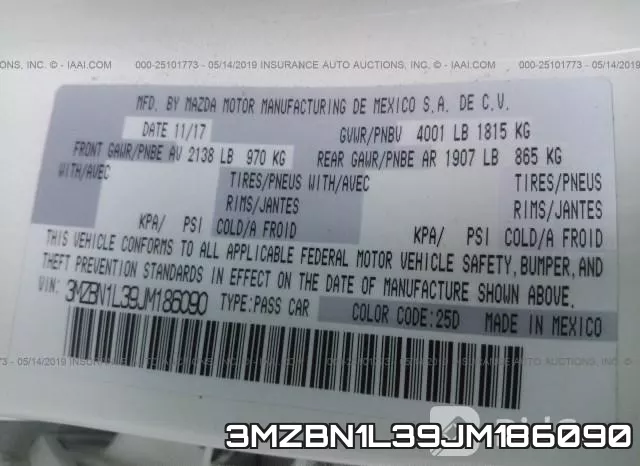 3MZBN1L39JM186090 фото 9