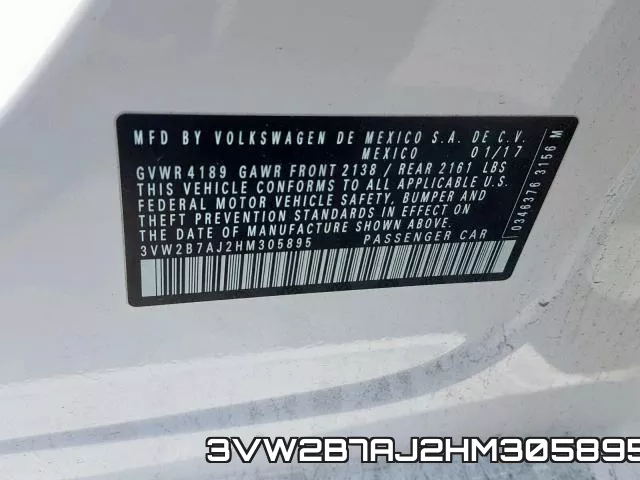 3VW2B7AJ2HM305895 фото 2