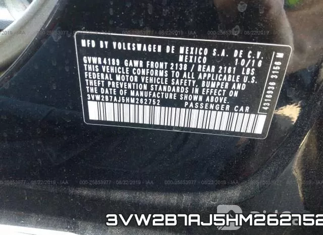 3VW2B7AJ5HM262752 фото 10