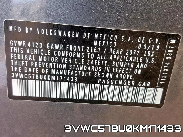 3VWC57BU0KM171433 фото 2