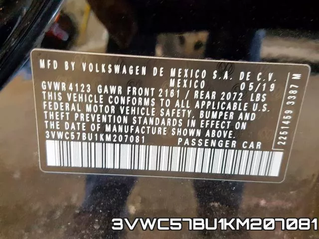 3VWC57BU1KM207081 фото 2