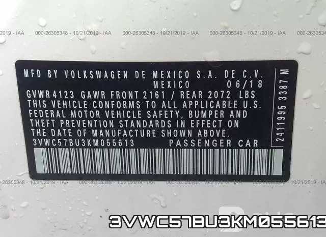 3VWC57BU3KM055613 фото 10