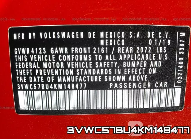 3VWC57BU4KM148477 фото 10