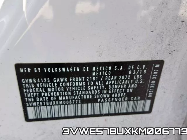 3VWE57BUXKM006773 фото 2