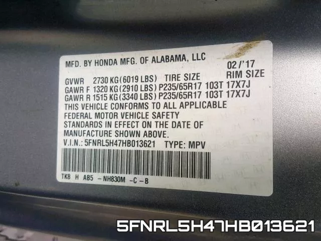 5FNRL5H47HB013621 фото 2