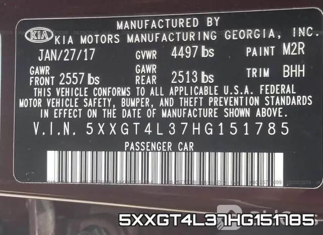 5XXGT4L37HG151785 фото 10