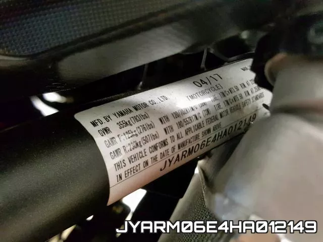 JYARM06E4HA012149 фото 2