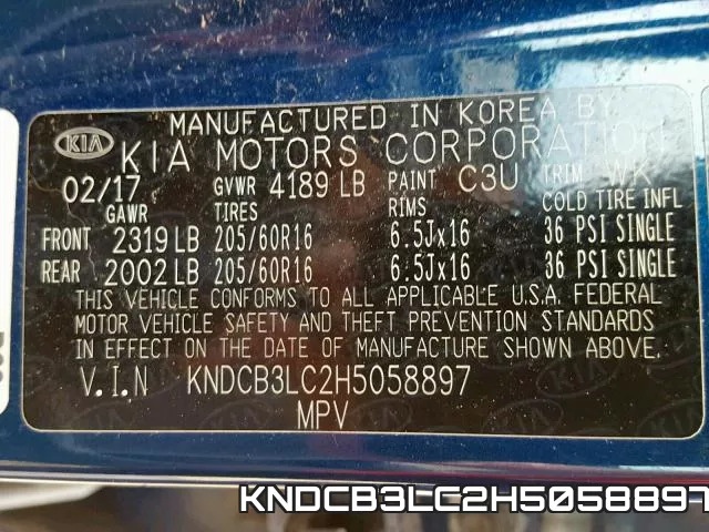 KNDCB3LC2H5058897 фото 2