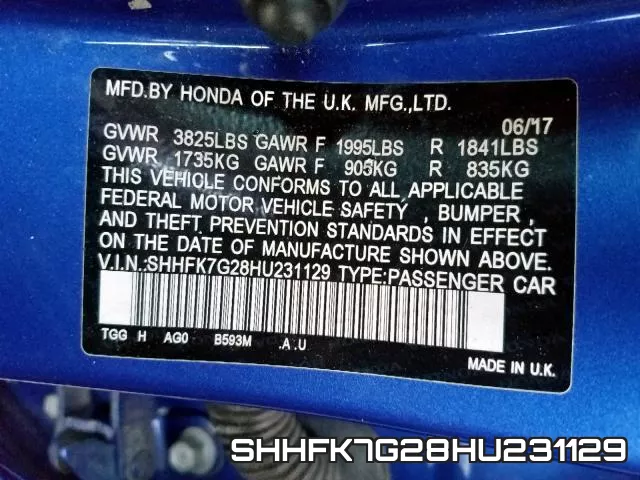 SHHFK7G28HU231129 фото 2
