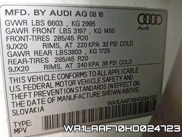 WA1LAAF70HD024723 фото 2