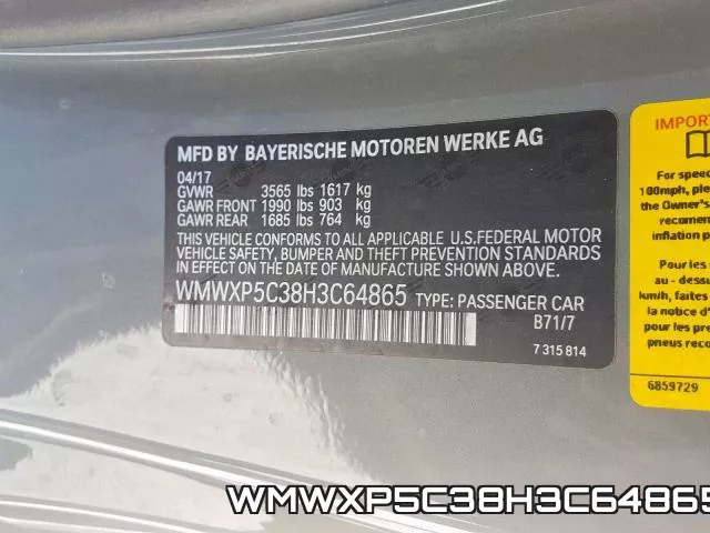 WMWXP5C38H3C64865 фото 2