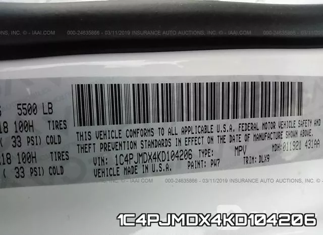 1C4PJMDX4KD104206 фото 10