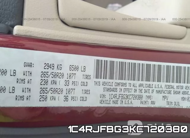 1C4RJFBG3KC720380 фото 10