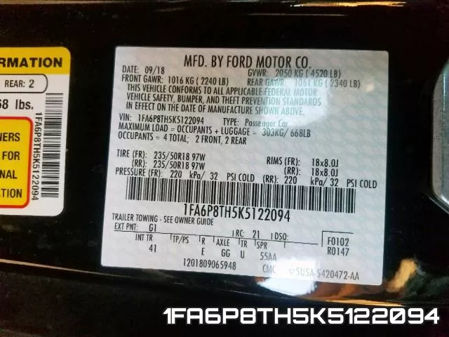 1FA6P8TH5K5122094 фото 2